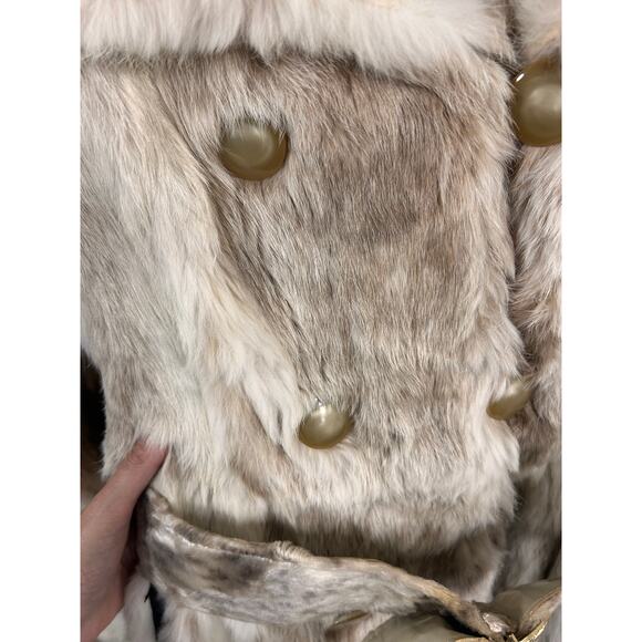 Vintage Edward Glasser Rabbit Fur Coat | Belted Mid-Length | Classic Beige | S - Picture 4 of 14